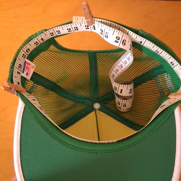 Vintage 1980s Emerald Oilfield Construction Edmonton Green 3 Stripe Trucker Hat - Picture 13 of 13